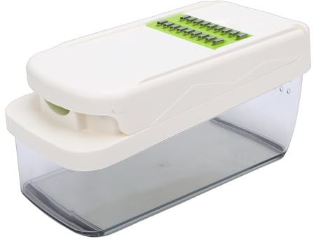 Haofy Picadora de Verduras Cortador de Alimentos Manual Multifunción para Rebanar, Triturar, Cortar en Cubitos con Contenedor Diseño ABS Resistente y SUS para Cocinar en la Cocina