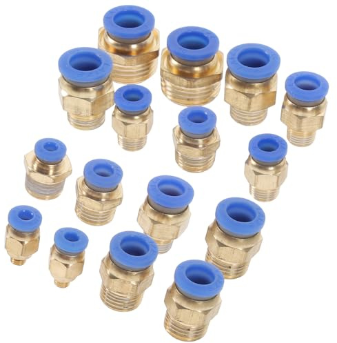 LIFKICH Set 16 Pezzi Raccordi Aria a Innesto Rapido, Raccordo per Tubo Flessibile Accoppiamento Dritto e Raccordo a Crimpare in Plastica, Compatibile Utensili Pneumatici e Compressori,