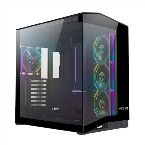 Noua Vision ZK500 | Case PC Gaming ATX Mid Tower | 4 Ventole PWM ARGB Preinstallate | Struttura Doppia Camera | Supporto Raffreddamento Liquido 360 mm