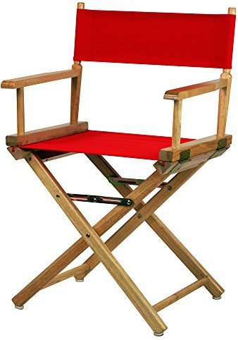 Casual Home Director's Chair ,Natural Frame/Red Canvas,18 - Classic Height