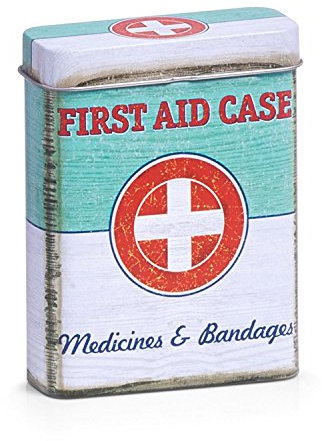 Zeller 19225 Medizin-Box 'First Aid', Metall, ca. 7 x 2,7 x 9,4 cm, Pflasterbox, Notfallbox, Arzneimittel