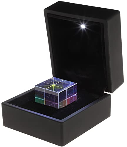 UKCOCO Würfel aus optischem Glas, Prisma mit Box, Maße 2,3 x 2,3 cm, für Lehrzwecke oder zur Dekoration