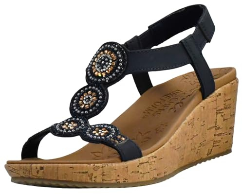 Skechers Dam Beverlee-Date Glam Wedge Sandal, USA, Marinblått Xsp, 41 EU