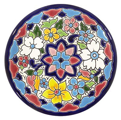 Platos Decorativos para Pared, Pintados a Mano con la técnica de la Cuerda Seca. Cerámica Andaluza. Grabado y Cerámica Española. 14 CM.51404