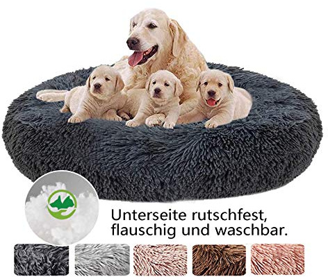 Haoye Hundebett Flauschig, Hundekissen Rund Haustierbett Donut Katzenbett Waschbar, kuschelbett Hund für Katzen Hunde (Ø 50-120cm / 7 Größen)