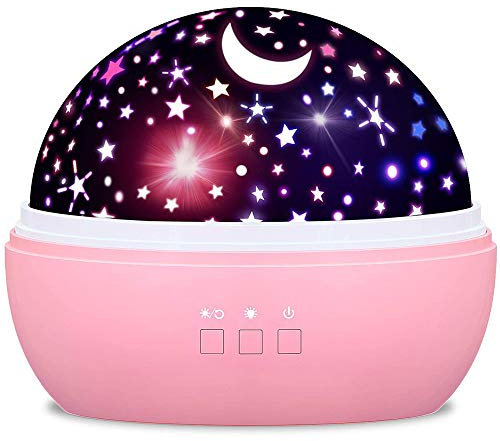Upgrade LED Starry Sky Night Light Planet Projector Lamp Ball 8 modes Colorful Rotate Flashing Star Kids Baby Kids Birthday Gift,Pink