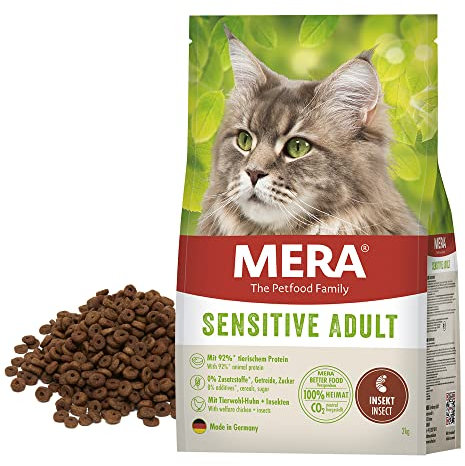 MERA Cats Sensitive Adult Insect (2kg), Trockenfutter für Katzen, hypoallergen mit Insektenprotein, getreidefrei & nachhaltig