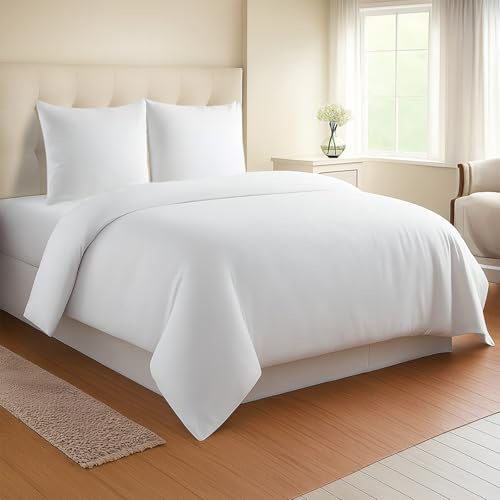 Pizuna Bettwäsche 200x220 + 80x80 Baumwolle Weiß 800 Fadenzahl | 100% Langstaple Baumwolle Bettbezug und Kissenbezug, Mako Satin 3-Teilig Bettwäscheset 200x220 + 80x80 Weiß Mako Satin