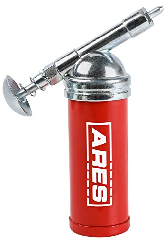 ARES 53010 – 3-Ounce Push-Type Mini Grease Gun - Needle Nozzle Easily Greases Small Fittings – One-Handed Operation - 3000 PSI Working Pressure