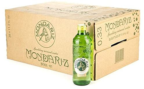 Agua Mineral Natural con Gas Mondariz - Caja de 35 Botellas de 33 cl - Formato Cristal