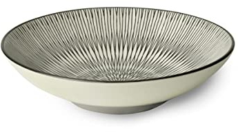 MÉDARD DE NOBLAT - Assiette salade et pâtes - D19 cm - Hypnose - Grès - Lot de 6 - Crème et Noir