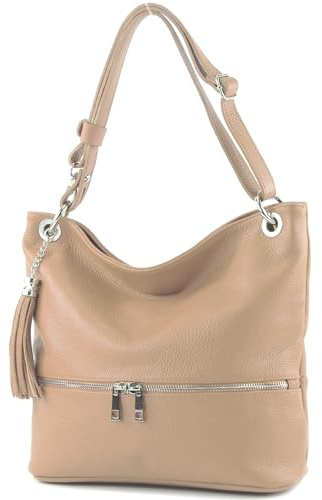 modamoda de T143 Damen Leder Schultertasche, handmade in Italy