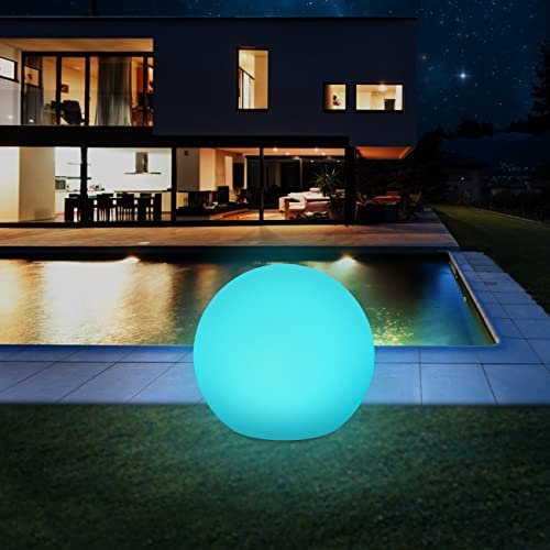Lafhome Solarlampen für Außen, Solarleuchten Solar Gartenleuchten für Außen, IP67 Wasserdichte LED Solarleuchten 30cm Solarkugel Solarbetriebene Leuchten mit 9 Modi Farblicht für Garten Hof Weg