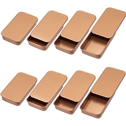 Mini Skater 2.4x1.3x0.43 Extra Small Metal Slide Top Tin Containers Sliding Cover Push-Pull Tin Box Portable Slide Cover Storage Box for Jewelry Cosmetic Organizer(Rose Gold) (8)