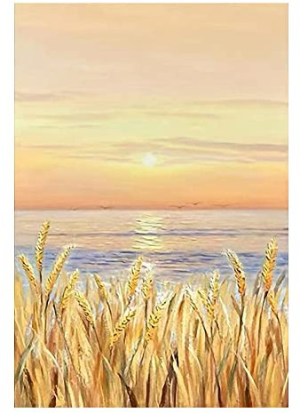 Acrylbilder Auf Leinwand Handgemalt, Gelbes Weizenfeld Meer Sonnenaufgang Landschaft Abstrakte Moderne Rahmenlose Original Handgemalte Ölgemälde Auf Leinwand Für Familienwand Wohnzimmer Esszimme