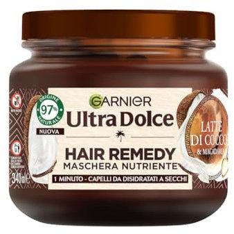 Garnier Ultra Dolce Maschera Nutriente, Per Capelli da Disidratati a Secchi, Azione In 1 Minuto, Con Latte di Cocco e Macadamia, Hair Remedy, 340 ml