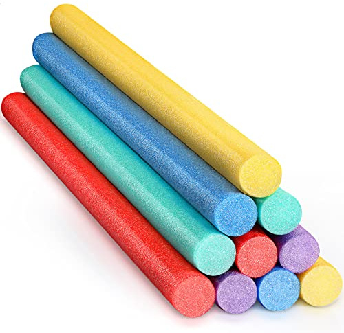 Kathfly 10 Pcs Solid Pool Noodles 1.5 x 35 Inches Foam Swim Noodles Round Tube for Floating Swimming Craft Projects(Multicolor)