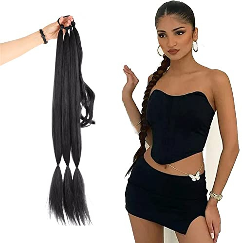 32 Langer Zopf Pferdeschwanz Haarverlängerungen Wrap Around Pferdeschwanz Haarteile Kordelzug Pferdeschwanz Clip In Flecht Pony Haarteil für Frauen Mädchen (32inch/80cm, 2#)