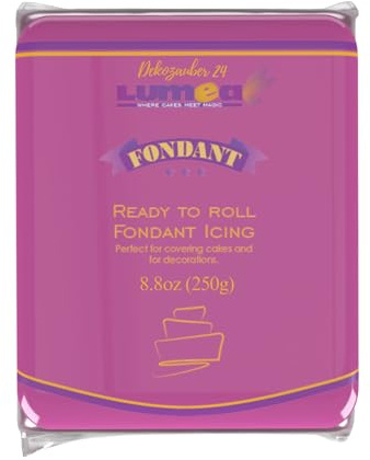 Dekozauber24 Premium Fondant, 250g, 19 Farben, Rollfondant ausgerollt, weich und biegsam, Torte Kuchen Tortendeko (Lila)
