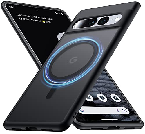 FNDMIL [NO.1 Magnetisch für Google Pixel 7 Pro Hülle mit MagSafe | [Anti-Fingerabdruck][Militärschutz Stoßfest] Translucent Matt Hart Rückteil Pixel 7 Pro Handyhülle 5G Dünn Case 6.7'',Schwarz
