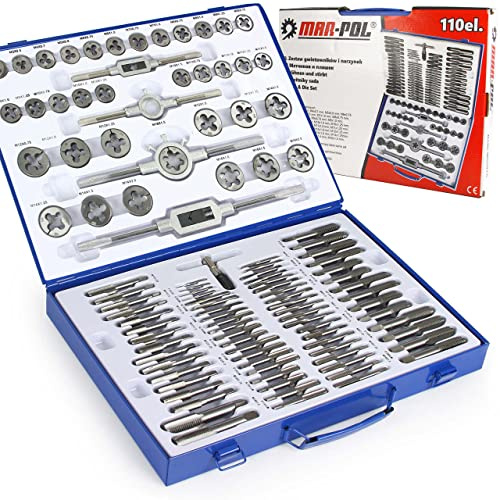 Set Maschi e Filiere 110 Pezzi 35 Maschi Conici+35 Maschi a Spine+35 Filiere+2 Maschi a Bussola+2 Filiere a Bussola+1 Maschio a T