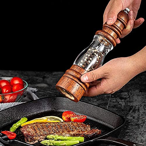 TONZN Solid Wood Pepper Powder Chili Mill Salt and Pepper Shaker Spice Bottle Chili- Pepper Grinder R. Salt Mill Salt and Pepper Mills (Pepper Grinder R.)