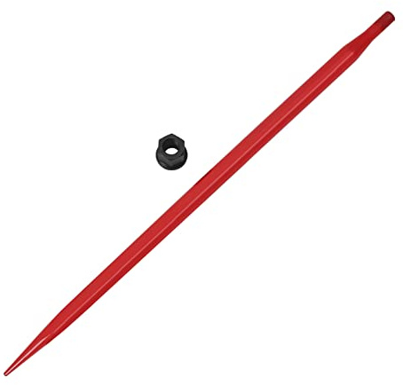 Red Coated Bale Forks, 49 Bale Spear 3000 lbs Capacity Hay Spear,Hay Handing Equipment Fit for Bobcat Tractors