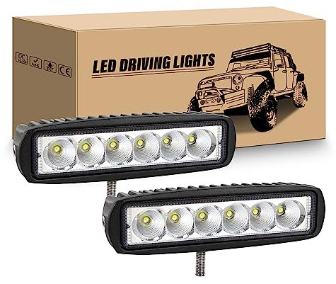 RIGIDON 2 Pcs LED Arbeitsscheinwerfer, 6 Zoll 15 cm 18W LED Zusatzscheinwerfer Auto 12V 24V Scheinwerfer Flutlicht Wasserdicht für 4x4 SUV Truck Traktor Offroad LKW, 6000K Weiß Rückfahrscheinwerfer