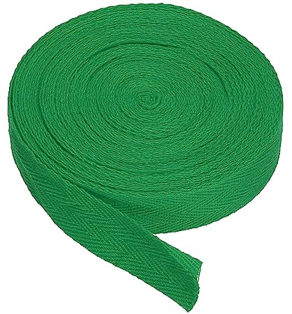 PATIKIL Cinta de algodón de 20 mm x 9 m, cinta al bies de algodón, cinta de costura, cinta de sarga para dobladillo, cinta de tela para coser para manualidades, manualidades, embalaje de punto, verde