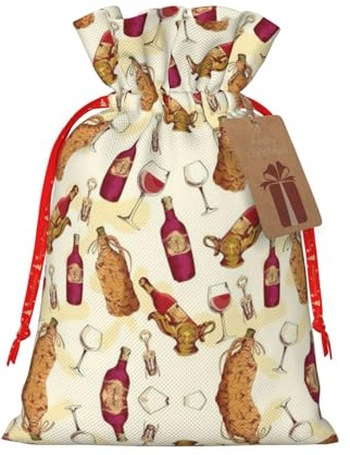 DURAGS Rotwein-Geschenktasche mit Kordelzug, schicke Stoff-Geschenktüte für Weihnachten – ideal für jeden Anlass