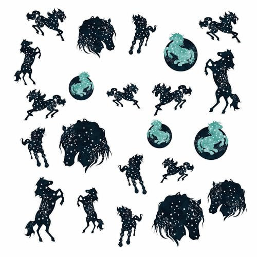 BIKE-label Aufkleber Kinderfahrrad 22-teiliges Set Pferde Sticker Pony blau X400126VE