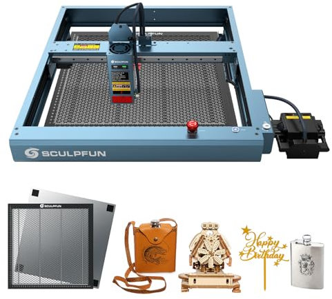 SCULPFUN SF-A9 Laser Graviermaschine 40W mit Air Assist, Honeycomb Arbeitstisch, 36000mm/Min Hochgeschwindigkeits, Temperatur salarm, Flammenalarm, Lasergravur Cutter für Holz Metall