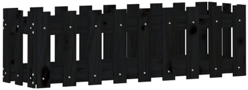 Gecheer Hochbeet,Pflanzkasten mit Lattenzaun-Design,Gartenbeet Frühbeet Pflanzbeet für Garten Terrasse,Gemüsebeet Blumenkasten,Pflanzgefäß Blumenkübel Anzuchtbeet 100 x 30 x 30 cm (B x T x H) Schwarz