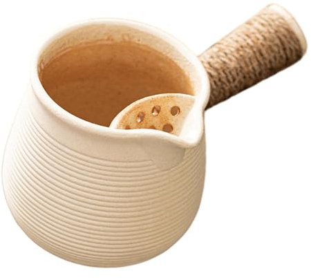 Sharplace Théière en céramique pour faire bouillir de l'eau chaude 650 ml avec poignée enveloppée de corde bouilloires à thé pour hôtel pique-nique restaurant