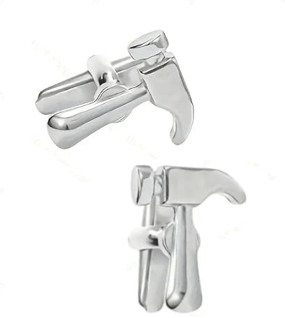 DIY Hammer Carpenter Polished Brass Silver Cufflinks