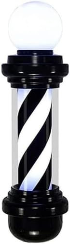 Luz de Poste de Peluquero Lámpara de Pared para Exteriores Poste de barberos 68 cm Logotipo de peluquería Blanco y Negro Luz giratoria Letrero de Tienda de salón Lámpara de Poste de peluquería al ai