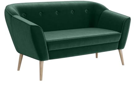MEBLINI Mini Sofa 2-Sitzer für Wohnzimmer - Mini Lounge für Zwei Personen - Küchensofa - Sofa Klein - Doris - 2 - Grün Samt