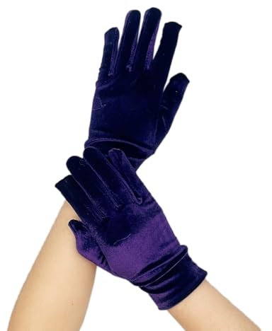 Whakano Samt Kurzer Handschuhe Damen,Samt Gloves 23cm,Brauthandschuhe,Abendhandschuhe,für Mädchen Frauen,für Hochzeit Karneval,Mottoparty,Cosplay Kostüm,Performance,Tanz,Erwachsene,Halloween,Lila