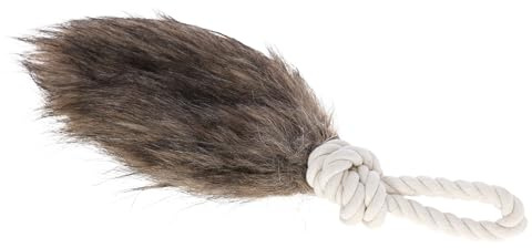 Kerbl Pet befüllbarer Snackdummy für Hunde | Braun, 32 × 11 cm, Fellimitat mit Wurfkordel, mit Leckerlis befüllbar, zum Werfen und Apportieren