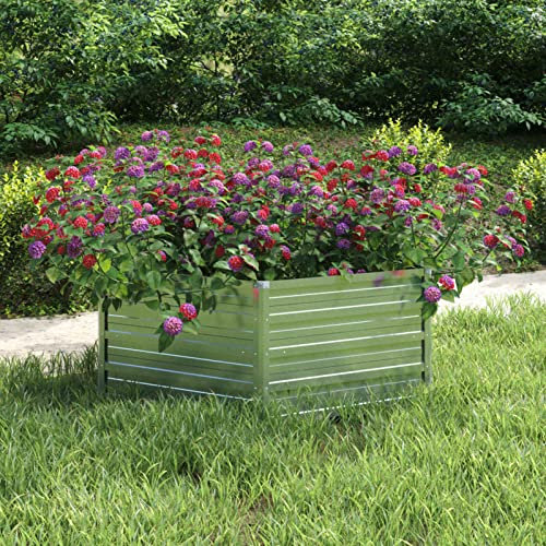 Iiaky Arriate de Acero galvanizado Plateado 129x45 cm Jardinera Rectangular Jardinera Acero