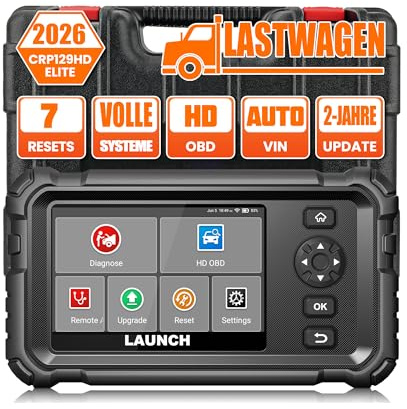 LAUNCH CRP129 HD Elite OBD2 LKW Diagnosegerät, 7 Dienst für 24V Lastwagen | Diagnosegerät Vollständiger System-Codeleser für 24V Schwerlastkraftwagen, & Nutzfahrzeuge Heavy Duty Truck (Schwarz)