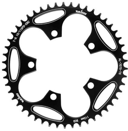 QQY 110/130 BCD Bike Schmales breites Kettenblatt 36/38/40/42/44/46/48/50/52/54/56/58/60T 5 Schrauben rund schmal breit Fahrrad Kettenblatt für 9/10/11-Gang Rennrad MTB (46T, 110BCD)