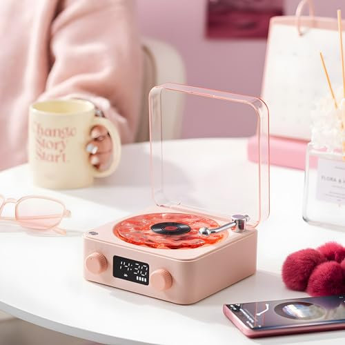 The Waves Vinyl Player, Bluetooth-Plattenspieler Mit Lichteffekt Von Wasserwellen LED Nachttischlampe Schallplattenspieler 2025 Neuer Waves Bluetooth-Lautsprecher