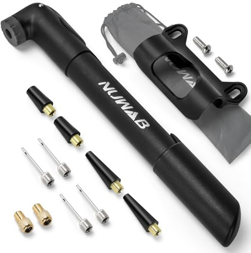 NUWAB Mini Bike Pump, 9.4 Hand Bicycle Pump, Quick Balloon Pump, Portable Multi-purpose Pump,Suitable for All Bikes and Balls, Swimming Rings, Come with Ball Needles, Nozzles and Converters