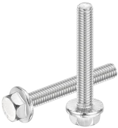 sourcing map 20Pcs M6 x 40mm Hex Serrated Flange Bolts Screws, 304 Stainless Steel Flanged Hex Head Bolts Flange Hexagon Screws for Households, Machine Tools, and DIY project, Silver
