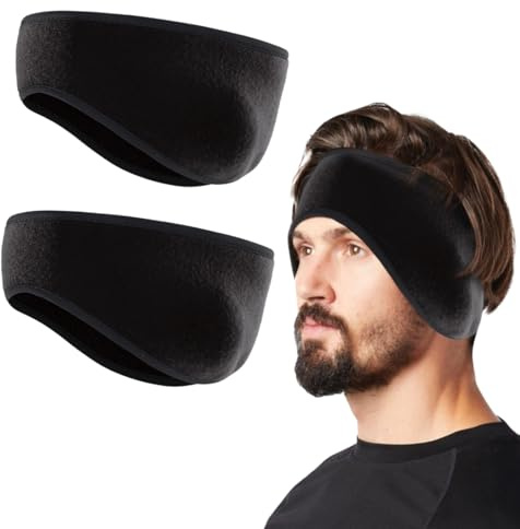 2 Pièces Bandeau Polaire, Bandeau de Sports d'hiver pour Femmes et Hommes, Bandeau Cache-Oreilles pour l'hiver, pour la Course à Pied Randonnée Vélo de Jogging