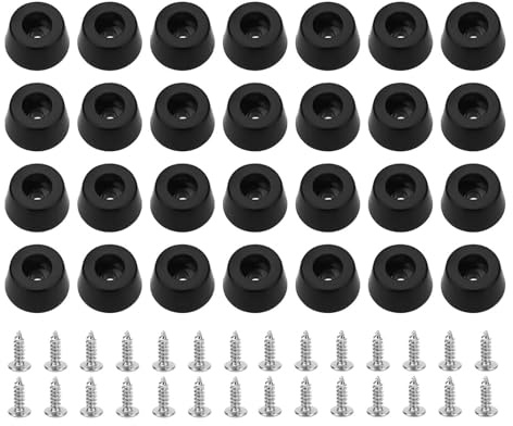 Amusingtao 50 Pcs Round Rubber Feet,Black Round Rubber Feet with Screws,Non Slip Bumper Pads for Furniture,Electronics,Kitchen Appliances (15x12x8mm)