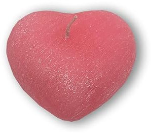Candela a forma di cuore - Texture graffiata - Sacchetto regalo - Candela artigianale - Diametro 8 cm altezza 10 cm - Bomboniera Battesimo - Baby Shower - Comunione - Colore Rosa - Cereria Di Giorgio