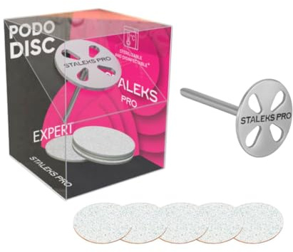 STALEKS PRO Pododisc Basis mit 5 sortierten Ersatzminen, Edelstahl, Pedikürescheibe (M - 20 mm)