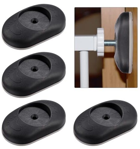 HonGien Lot de 4 protections murales, pour barrière d'escalier, pour la sécurité des bébés et des animaux domestiques, pas de vis nécessaires, noires, ovales